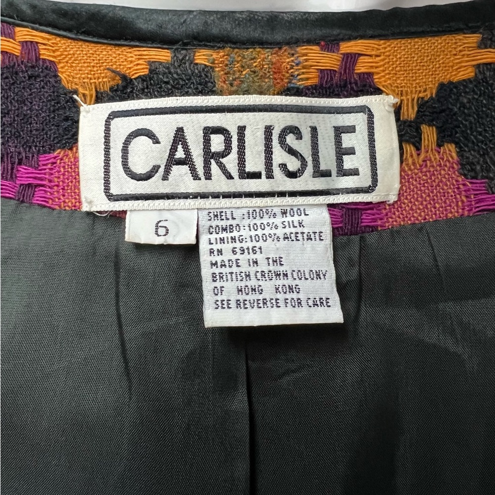 Vintage Carlisle Women’s 6 Wool Silk Geometric Woven Blazer Jacket Coat - Picture 11 of 12